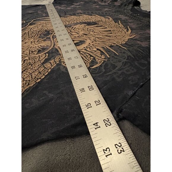 Affliction Men's Cut Series Lonely Dragon T-shirt L Black Distressed Y2k - Picture 12 of 13